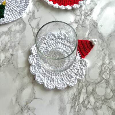 Christmas Edition Crochet Coaster - Handmade 100percent Cotton Holiday Decor - image6